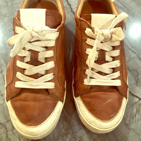 cognac leather sneakers